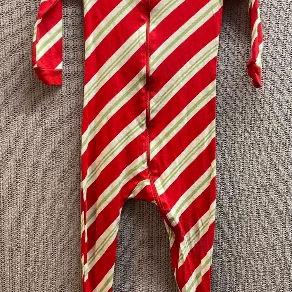 Unisex children’s holiday Christmas candy cane print one piece Footy pajamas